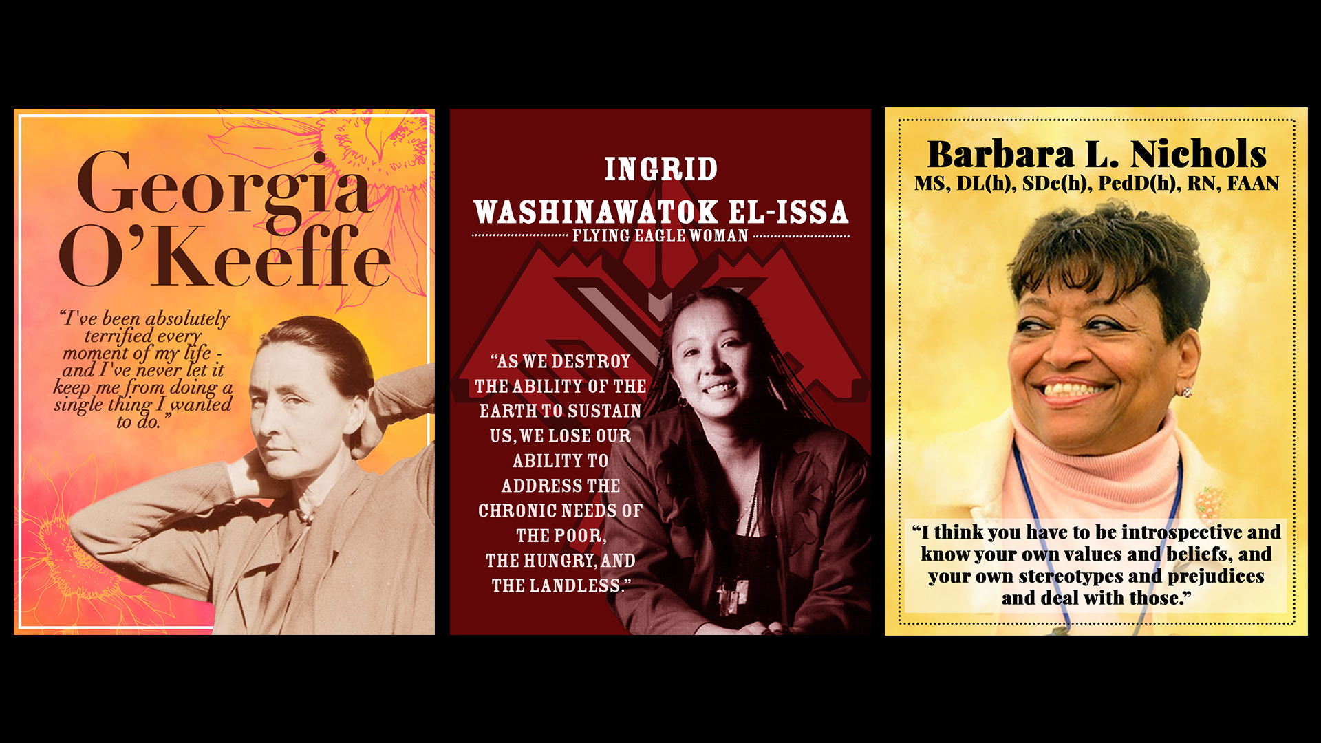 social media posts of three women for women's history month