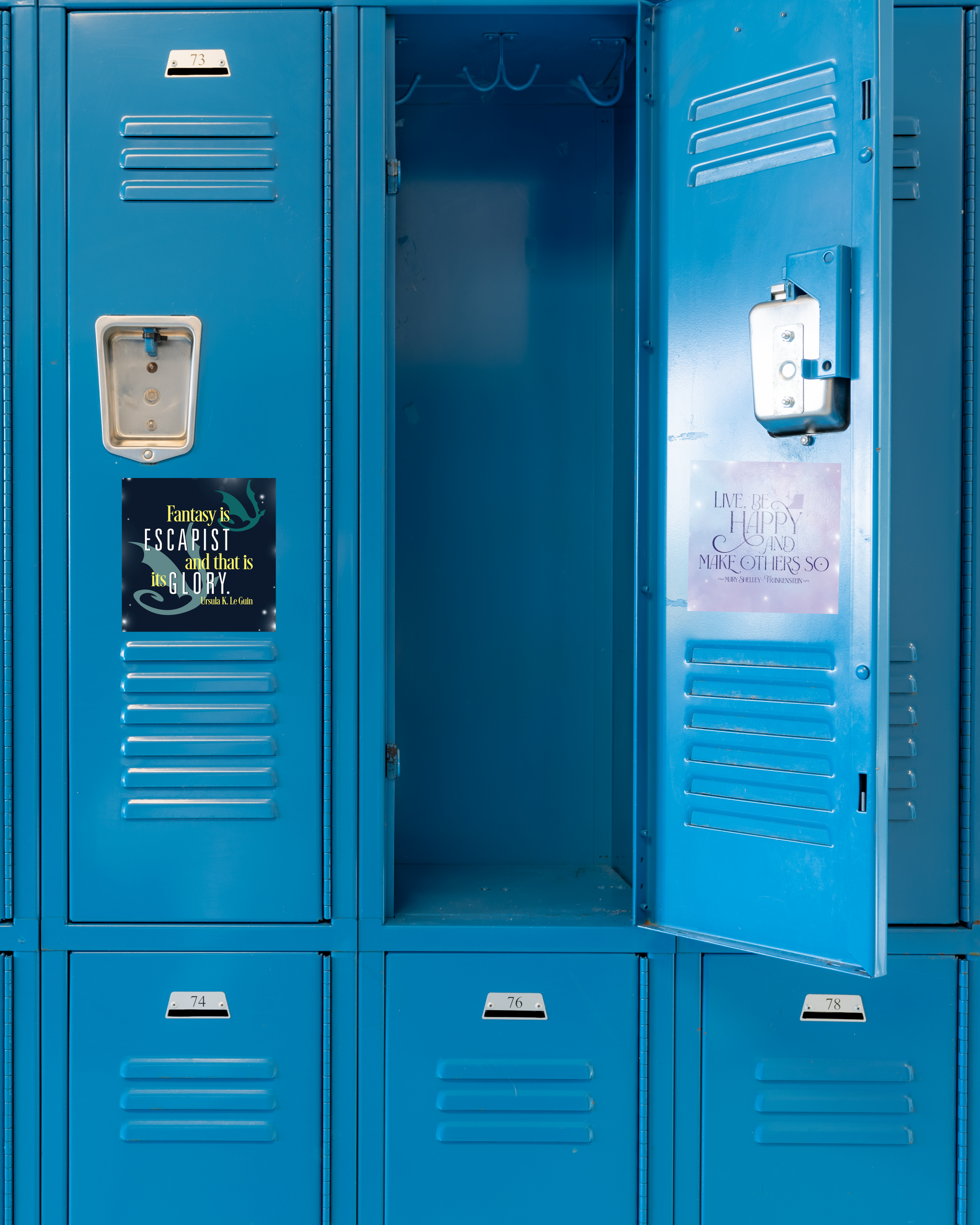 blue lockers with magnets